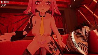 El Xox Vtuber Cums Hard Fucking Herself with Dildo Toy