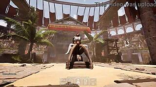 t-the statue's monster cock... it's stretchin' lara's holes so wide... gonna fill her up good!!