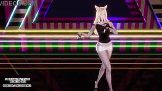 Ahri sways seductively in sexy kpop dance touching body in league of legends uncensored hentai