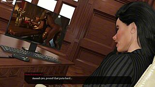 yo, first time in the office sucking this massive futanari cock from futa dominium game... damn!