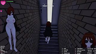 Manaka the femboy flasher struts downtown on her secret uncensored exhibitionism mission in 3d hentai