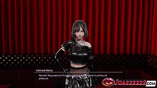 Ichinose reina's black latex big tits desk play with double vibrator insertion and cunnilingus squirt