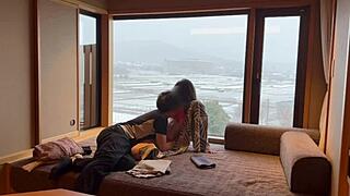 bathhouse beauty slips out of yukata for homemade fuck. curvy japanese gf licked kissed poolside