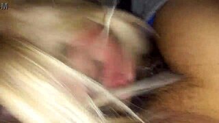 brunette girlfriend slurps deep on cum-loving blowjob finish