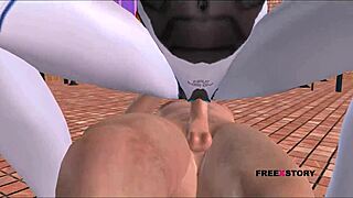 damn, this sexy sexbot poses hot then rides dick reverse cowgirl