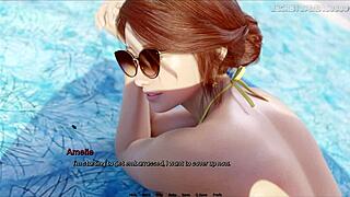 stepmom's huge bikini ass sniffed by stepson with massive boner while lotioning in 3d game