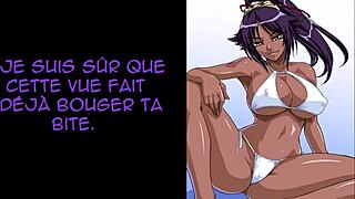 hints of yoruichi's commanding bleach femdom joi whispering french temptations softly