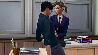 horny student 😩 gets creampied deep by her japanese teacher in sims 4