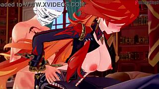 Mavuika Fucks Naked in Jeans Office Genshin Impact Fantasy