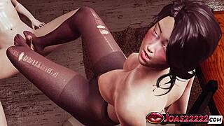 Sexy Korean Do-Yun Pantyhose Titty Fuck Big Dick Handjob Nylon Footjob Cumshot