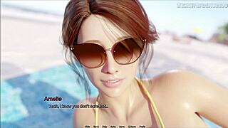 stepmom's huge bikini ass sniffed by stepson with massive boner while lotioning in 3d game