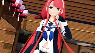 her hips sway seductively as kawakaze strips in erotic mmd dance