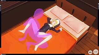 Maid gives sloppy blowjob then takes 3D hentai doggystyle cum