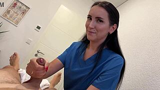 her soft hands on his throbbing weakness turns relaxation into steamy temptation