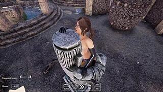 lara's tight ass stretches huge around giant robot cock in hentai animation creampie squirt