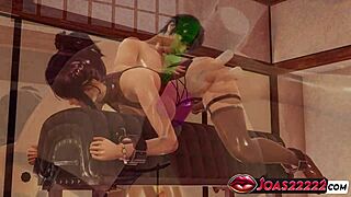 Hot Anime Girl Motoko Teases Big Tits Massage in Japanese Room 3D Hentai