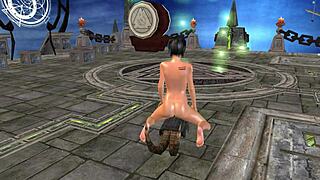 tattooed beauty rubs wet pussy on stone in ancient temple 3d one piece animation