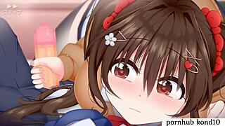 Anime girl rides cock cowgirl then doggystyle creampie in hotel missionary titty fuck handjob