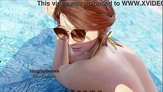 stepmom's huge bikini ass sniffed by stepson with massive boner while lotioning in 3d game