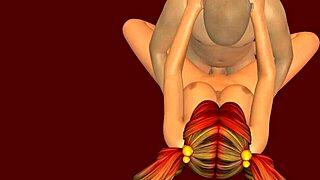 3d teen hottie mounts cock riding hard with bouncing ass and tits in intense animation