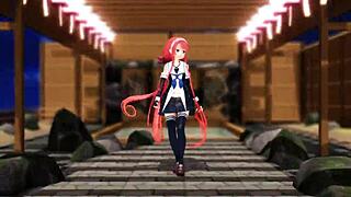 her hips sway seductively as kawakaze strips in erotic mmd dance