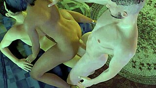 😈 Fekete trap cuki dupla anál threesome-ban