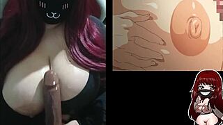 chubby goth milf watches hentai while squeezing her huge oiled tits 😍🔥