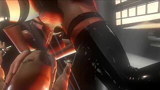 busty futa in latex pounds male and cums over and over in citor3 vr sfm game
