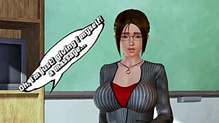 Feeling the rush as student rams teacher's massive tits in rough anime creampie