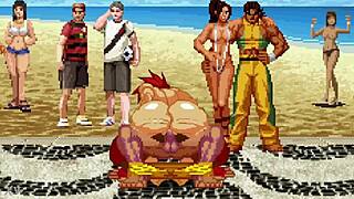 Hentai Mugen Sean Drills Beach Pussy Cowgirl Creampie Fight