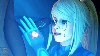 zero suit samus aran takes phazon monster cock facefuck for her birthday experiment