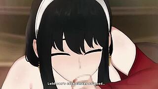 yor forger slurps deep on cock in horny pov blowjob