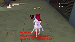 Red haired lady strips curs pantsu for erotic hentai game sex scene