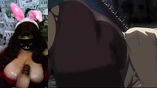 imagine this hot mommy's big natural tits while she watches hentai webcam