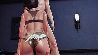 Goddess Hathor Licks Frenulum in Sloppy Standing Handjob Blowjob Till Facial Cumshot!