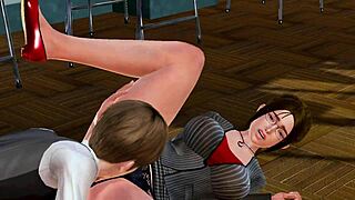 Feeling the rush as student rams teacher's massive tits in rough anime creampie