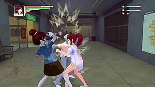 Red haired lady strips curs pantsu for erotic hentai game sex scene