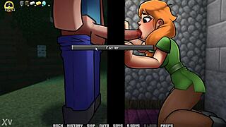 Alex delivers gloryhole blowjob in horny minecraft animation