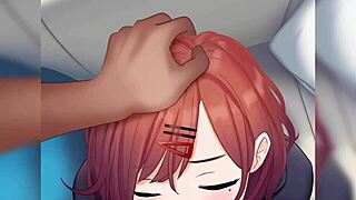 madoka from idolmaster kneels for deep pov blowjob in hentai