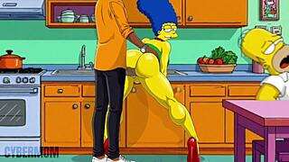 Married housewife anal fucked in kitchen. Cuckold cartoon watches.