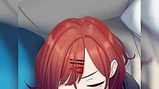 madoka from idolmaster kneels for deep pov blowjob in hentai