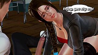 Feeling the rush as student rams teacher's massive tits in rough anime creampie