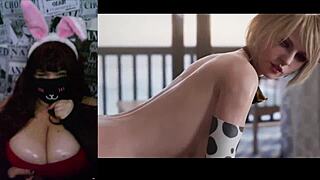 imagine this hot mommy's big natural tits while she watches hentai webcam