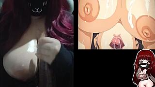 chubby goth milf watches hentai while squeezing her huge oiled tits 😍🔥