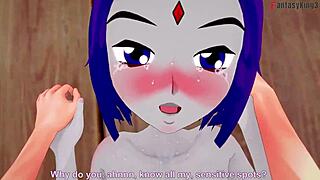 raven slips into bikini for titans fantasy fuck