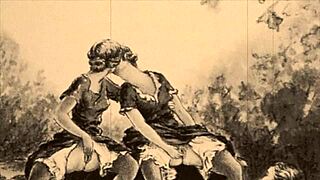 vintage erotic drawings showcase hairy retro beauties