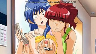 horny anime lesbians lick pussies and fuck with toys on phone