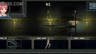 redhead idol run girl rides robot man's cock in erotic hentai game