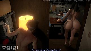 next door milf wife cheats with neighbor in standing doggy, her big asian ass bouncing wild