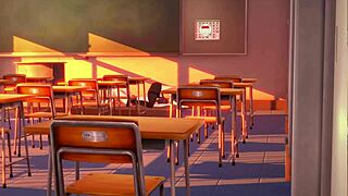 teacher takes futanari student's deep handjob load